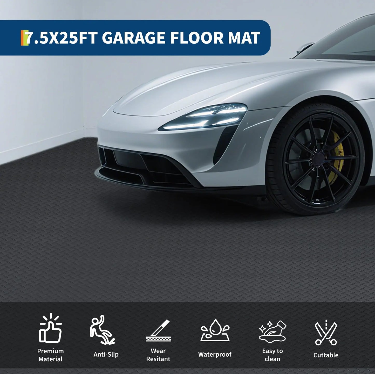 HiMISS Garage Floor Mat Non Slip PVC Roll Diamond Plate