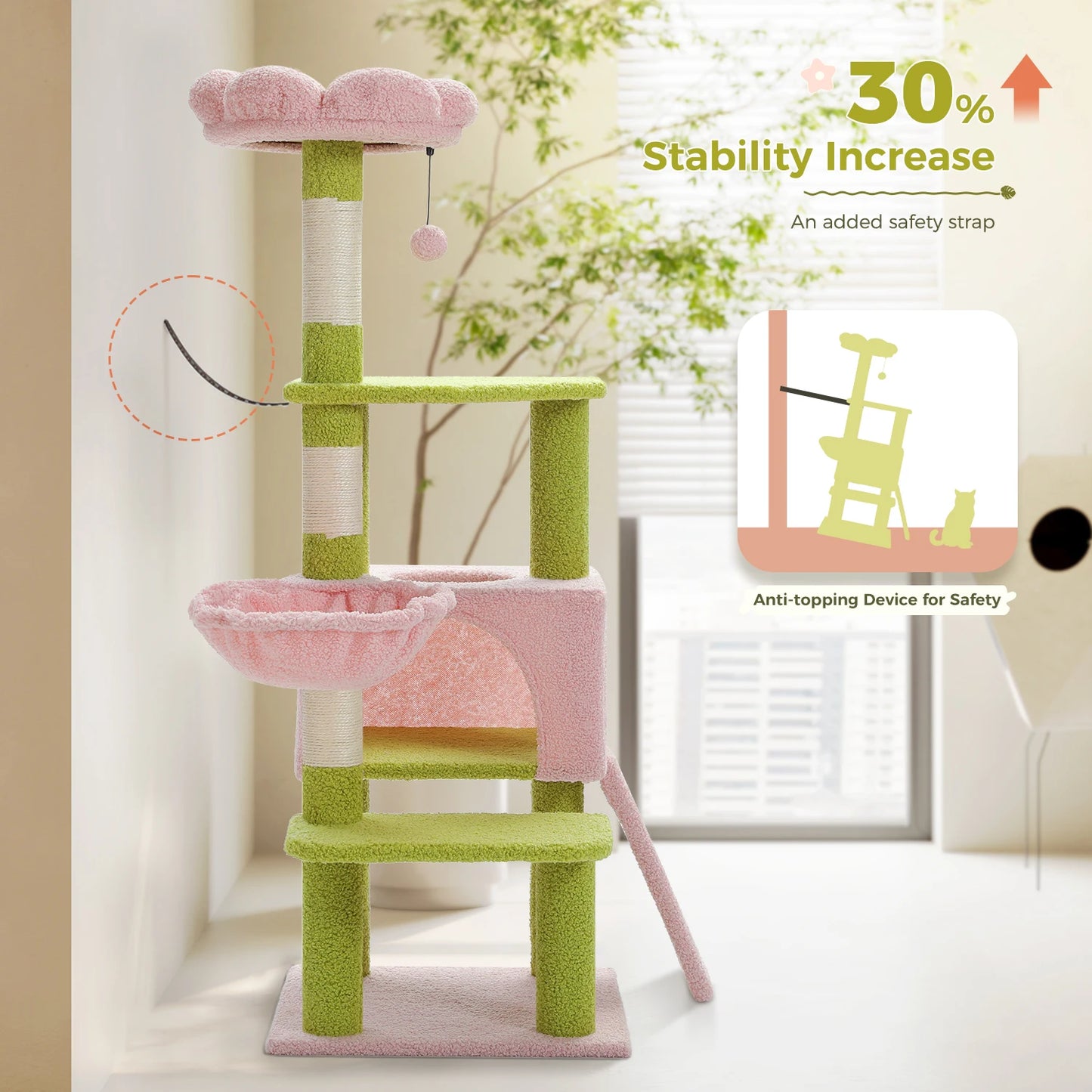 PAWZ Road Flower Cat Tree Multi Level Cat Tower With Sisal Scratching Posts