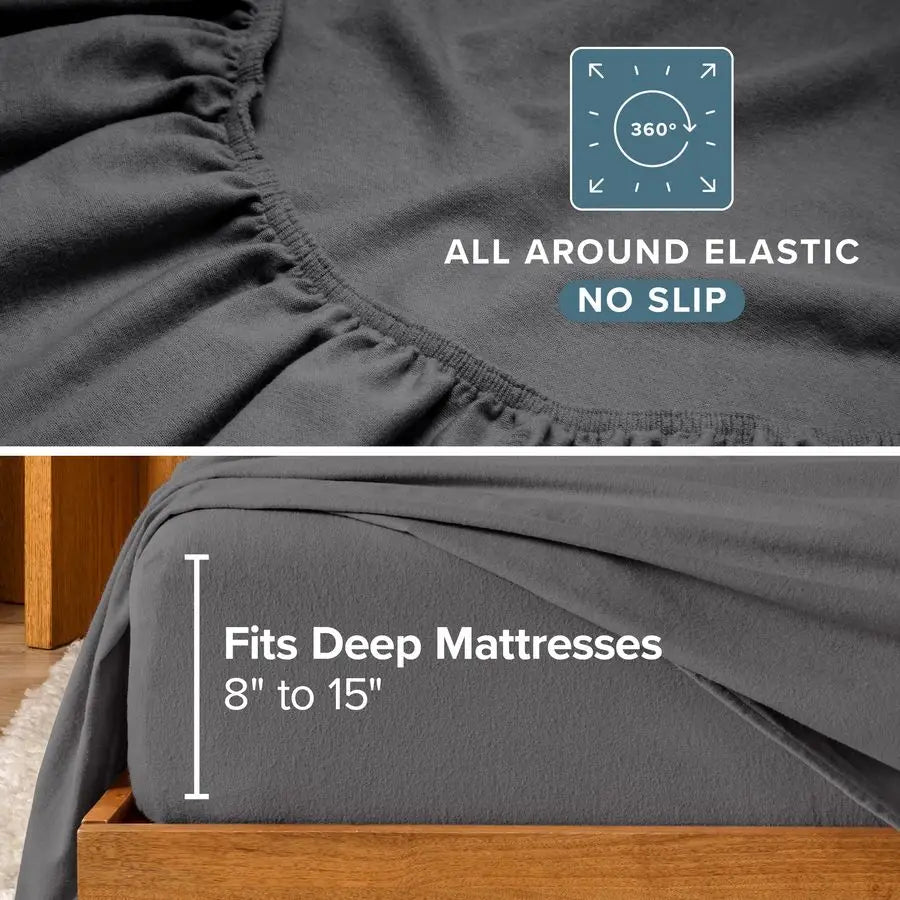 Flannel Sheet Set 100 Cotton Heavyweight Double Brushed Velvety Soft