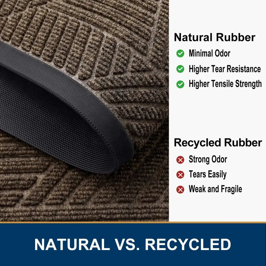 Front Door Mat Heavy Duty Natural Rubber Doormat Traps Dirt