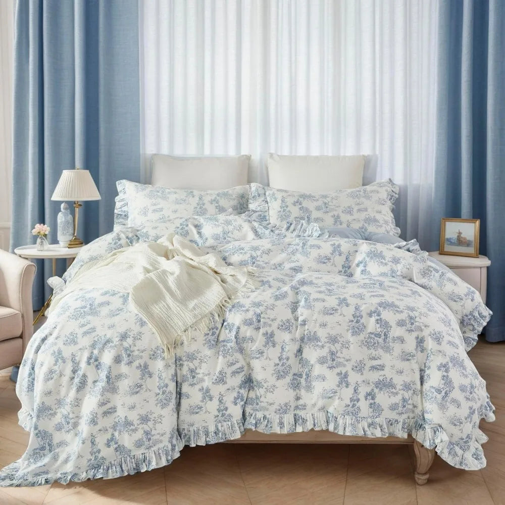 French Country Garden Floral Duvet Cover Set 100 Percent Cotton