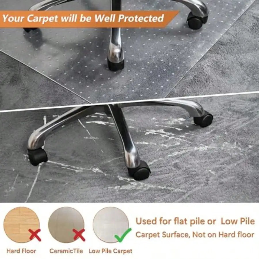 Office Chair Mat For Carpets Clear PVC Backed Studded Floor