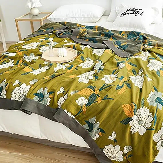 Cozy Cotton Bohemian Quilt Bed Throw For Farmhouse Style