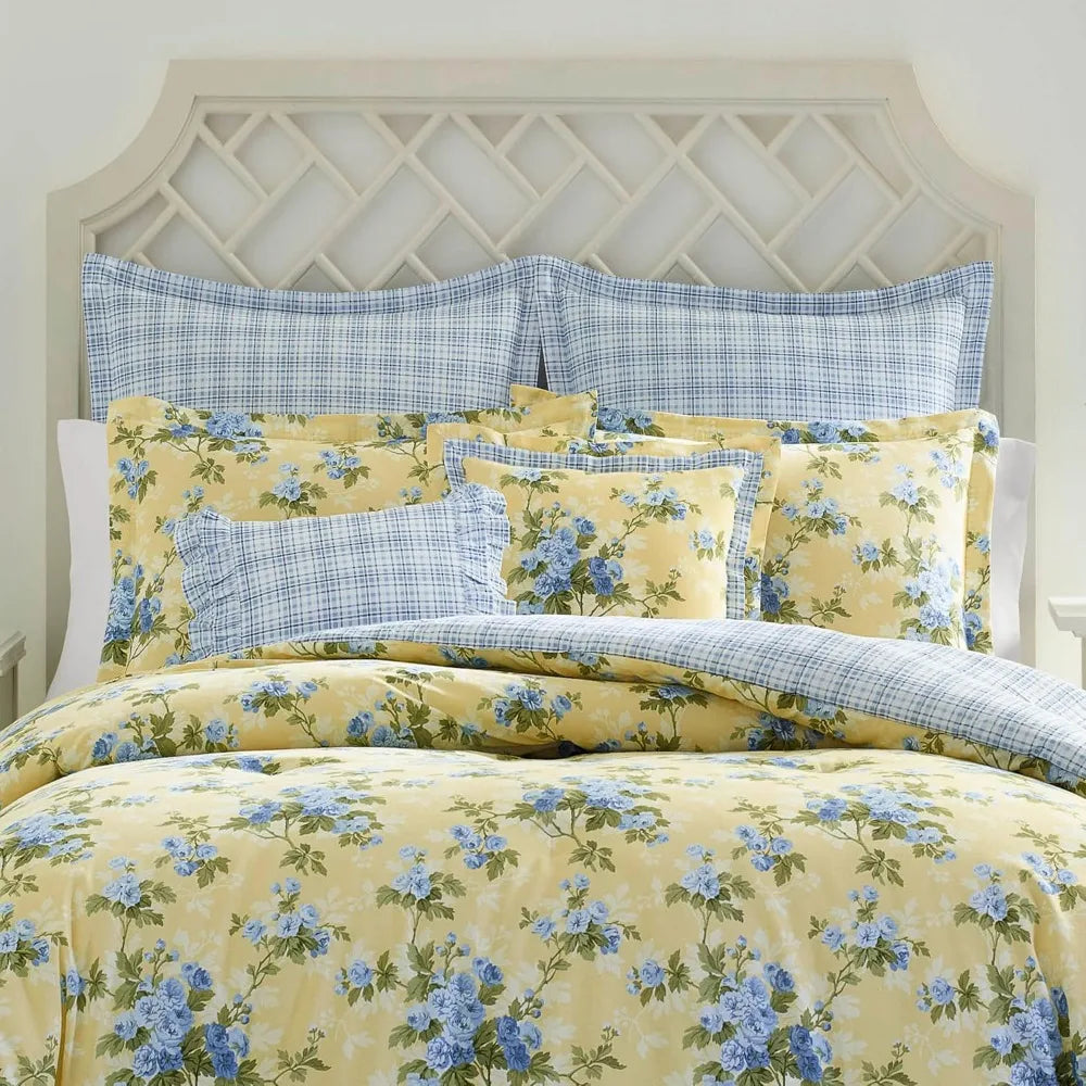 Reversible Cotton Duvet Cover Set With Matching Shams