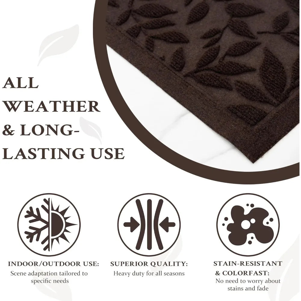 Leaves Outdoor Door Mat Absorbent Heavy Duty Front Entrance Rug