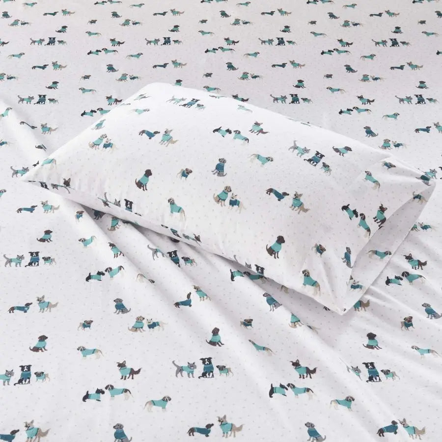 Cozy Soft Cotton Flannel Animal Print Sheet Set Bedding